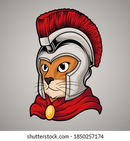 Spartan cat cartoon vector illustration