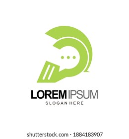 spartan chat logo, spartan and chat, combination logo with flat green color style
