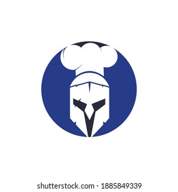 Spartan chef vector logo design template. Minimal logo of chef warrior with chef hat vector illustration.	
