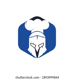 Spartan chef vector logo design template. Minimal logo of chef warrior with chef hat vector illustration.