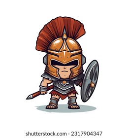 Spartan chibi mascot logo design, cute face spartan logo