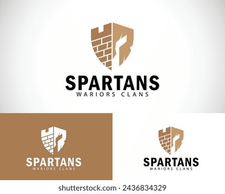 spartan clan logo creative design concept helmet soldier strong