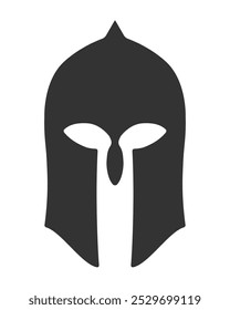 Spartan or corinthian helmet silhouette. Armor symbol sing. Military icon. Vector illustration image.