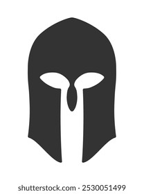 Spartan or corinthian helmet silhouette. Armor symbol sing. Military icon. Vector illustration image.