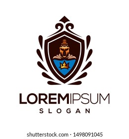 spartan crown color logo design