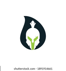 Diseño del logo de la forma de caída espartana. Antigüedades vintage Diseño vectorial de guerrero espartano
