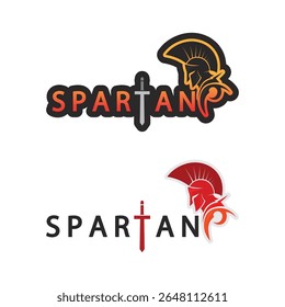 Spartan Face Vector Logo in Warrior Helmet for Historical Combat Symbol Design