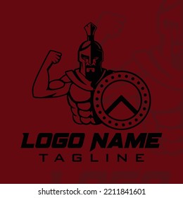 spartan Fighter logo with shield Spartan Fitness logo silhouette