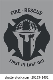 Spartan firefighter shield dark and gray