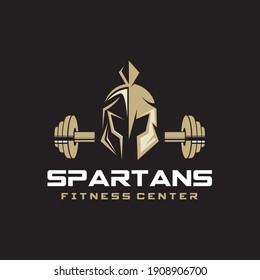 Spartan Fitness And Gym Logo Vector . Fitness Logo . Bodybuilding Logo design inspiration, sports logo template with spartan warriors.