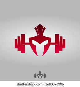 Spartan fitness mascot logo, simple flat logo template in red color