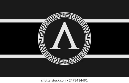 Spartan flag symbol isolated. Ancient flag of Sparta polis vector illustration. City state symbol in ancient Greece. Brave warriors symbol from antique Greek.