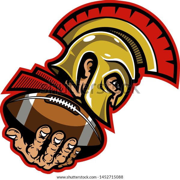 Spartan Football Mascot Holding Ball Hand Stock Vector Royalty Free 1452715088 7035