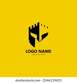 Spartan fortress logo design vector