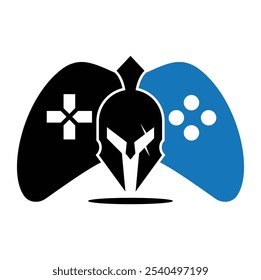 Spartan game pad vector logo illustration. Spartan joystick template icon.