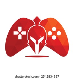 Spartan game pad vector logo illustration. Spartan joystick template icon.