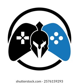 Spartan game pad vector logo illustration. Spartan joystick template icon.