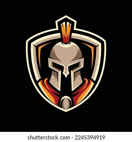 Spartan Gaming Mascot Logo Design Template Inspiration, Vector Illustration.