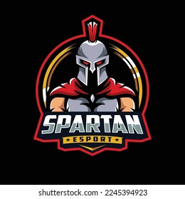 Spartan Gaming Mascot Logo Design Template Inspiration, Vector Illustration.