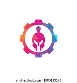 Spartan gear shape concept logo design. Old Vintage Antiques Spartan warrior vector design