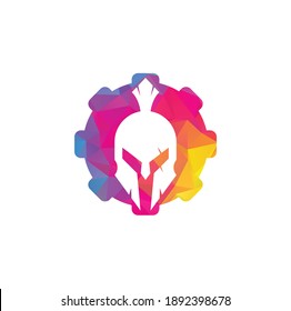 Spartan gear shape concept logo design. Old Vintage Antiques Spartan warrior vector design