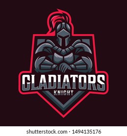 spartan gladiator mascot sport logo design vector