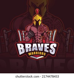 Spartan gladiator mascot sport logo design vector