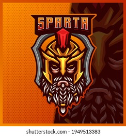 Spartan Gladiator Warrior mascot esport logo design illustrations vector template, Roman Knight logo for team game streamer social media banner 