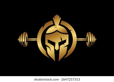 Spartan Gym Fitness logo vector with barbell - Spartan Warrior logo.