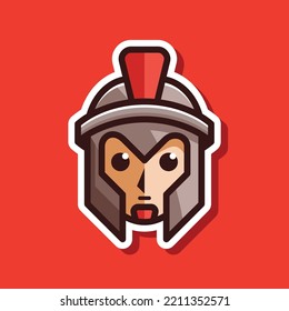 Spartan Head Cartoon Logo Vector Illustration