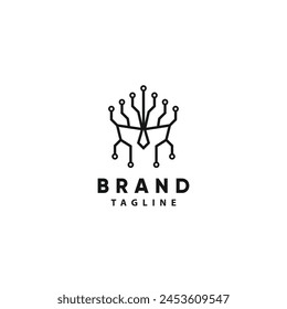 A Spartan head gear made up of lines and nodes that convey digitalization and tech Logo Symbol Design Template Flat Style Vector