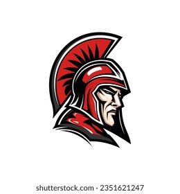 Spartan head with helmet. Vector illustration on white background