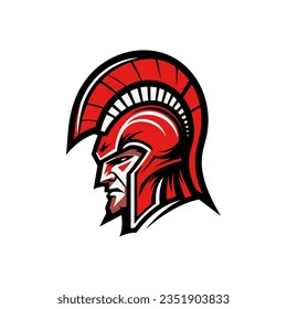 Spartan head with helmet. Vector illustration on white background