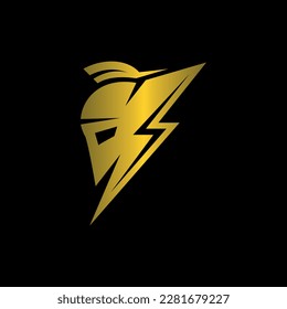 Spartan head thunder bolt luxury modern logo