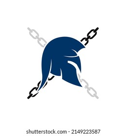 spartan head vector with chain