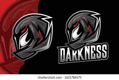 Spartan head wearing hood esport logo mascot template