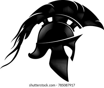Spartan Helm Calligraphic Illustration Symbol