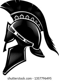 Spartan Helm Design Calligraphic, Side View