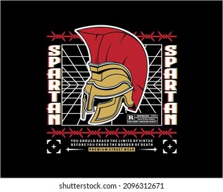 Spartan Helmet. Aesthetic Graphic Design for T shirt Street Wear and Urban Style