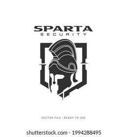 Spartan helmet badge logo icon design vector. Logo concept for business about digital security, protection, cyber defense, safe and secure for poster, flyer, greeting cards, sticker, tshirt design.