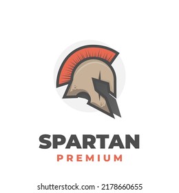 Spartan helmet cartoon illustration logo