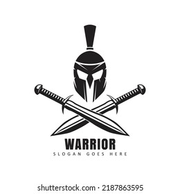 Spartan Helmet Crossed Swords Isolated On Stock Vector (Royalty Free ...