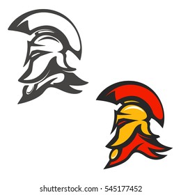 Spartan helmet . Design element for logo, label, sign, brand mark. Vector illustration