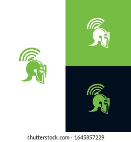 spartan helmet design logo vector icon