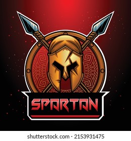 Spartan helmet esport gaming mascot logo design 