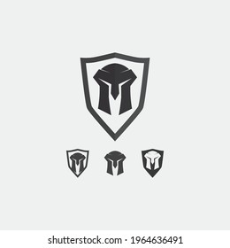 Spartan helmet, gladiator logo template vector icon design, head icon of warriors, soldier 