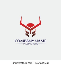 Spartan helmet, gladiator logo template vector icon design, head icon of warriors, soldier 