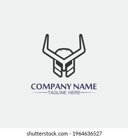 Spartan helmet, gladiator logo template vector icon design, head icon of warriors, soldier 