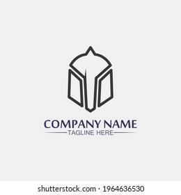 Spartan helmet, gladiator logo template vector icon design, head icon of warriors, soldier 