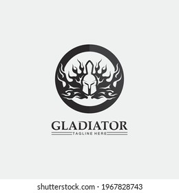 Spartan helmet, gladiator logo template vector icon design, head icon of warriors, soldier retro and vintage sport